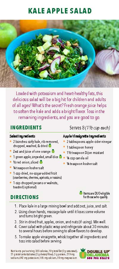 DUO for Health Recipe Card- Kale Apple Salad (25 pack)