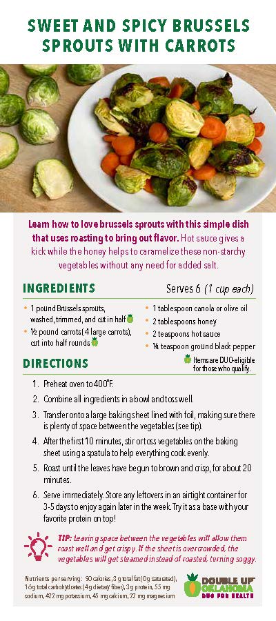 DUO for Health Recipe Card- Brussels Sprouts/Carrots (25 pack)