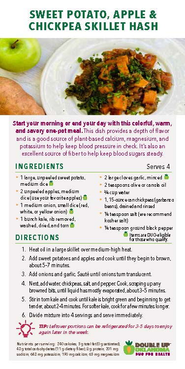 DUO for Health Recipe Card-Sweet potato/apple/chickpea hash (25 pack)
