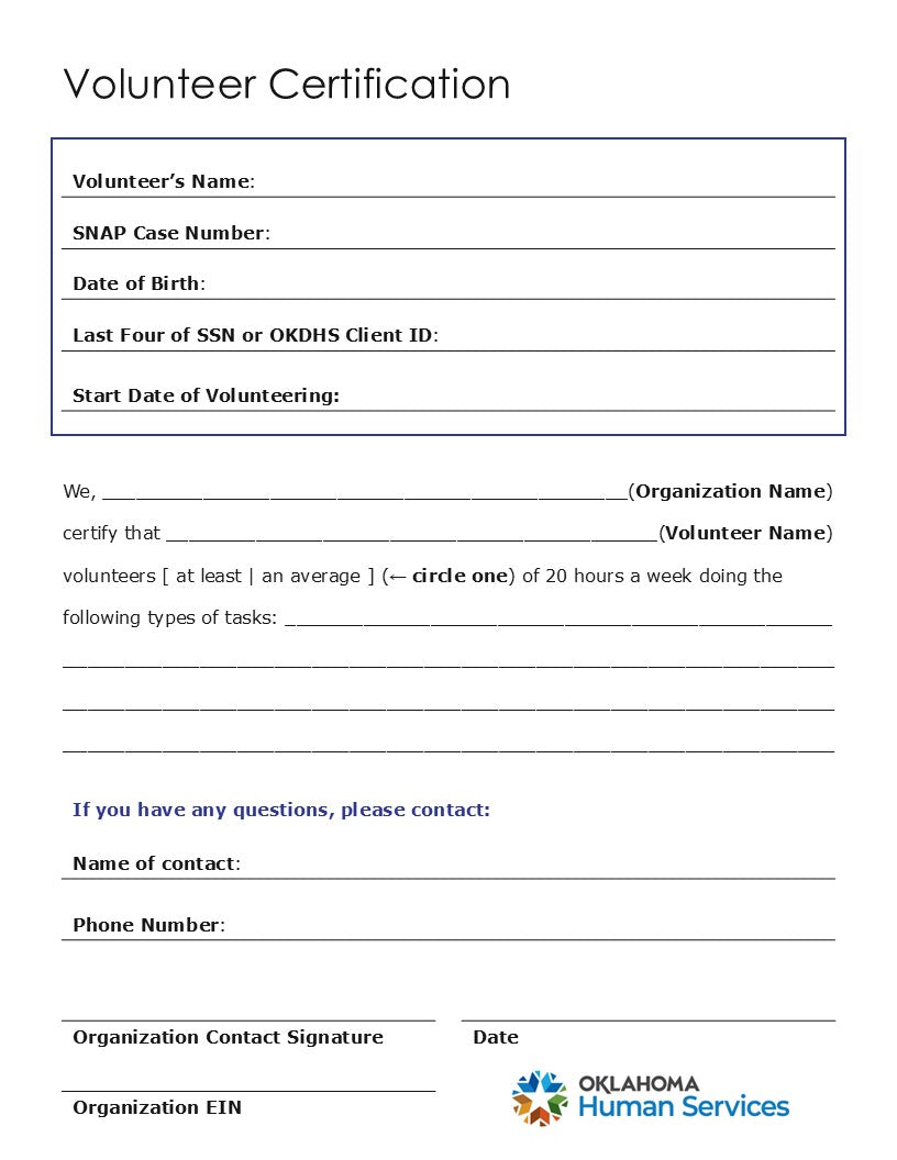 Volunteer Certification Template