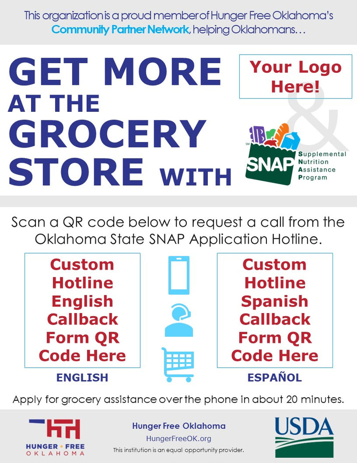Custom SNAP Hotline Call Back Flyer Hunger Free Oklahoma