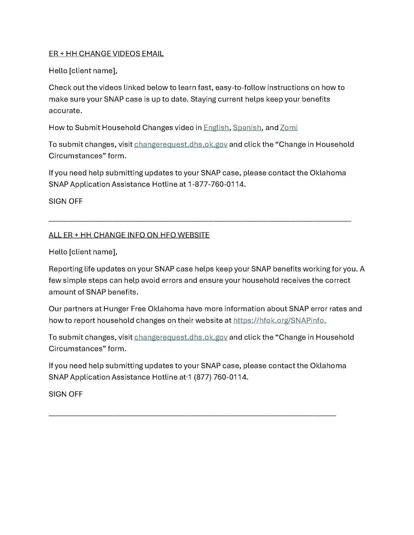 SNAP Error Rate and Household Change - Communication Suite
