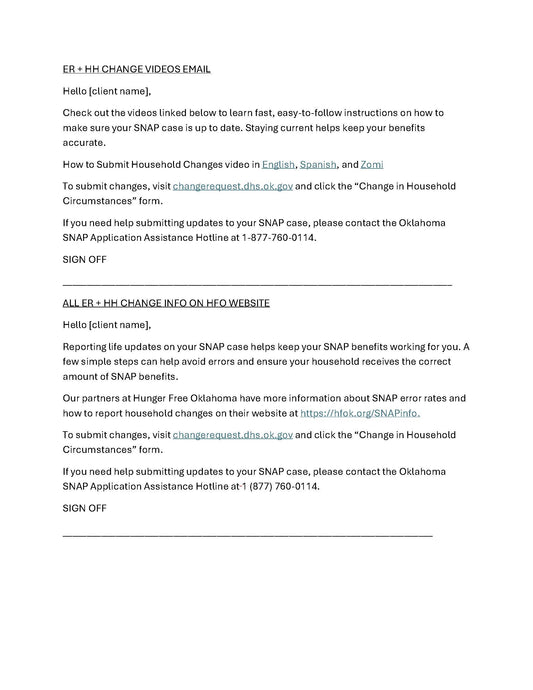 SNAP Error Rate and Household Change - Communication Suite