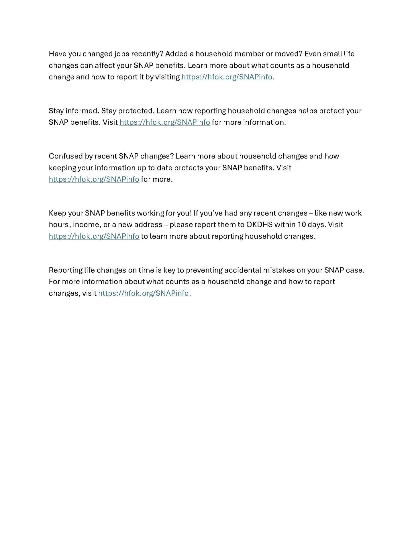 SNAP Error Rate and Household Change - Communication Suite