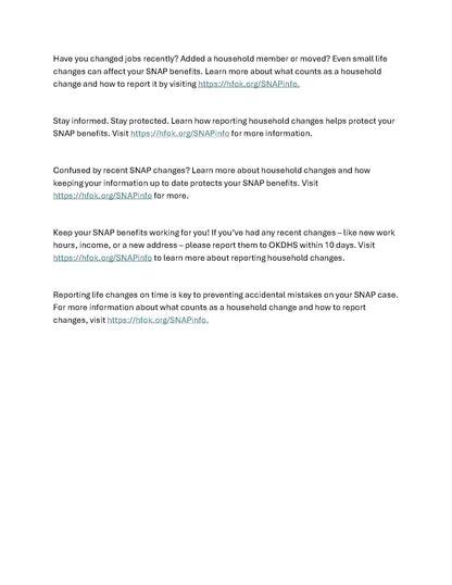 SNAP Error Rate and Household Change - Communication Suite