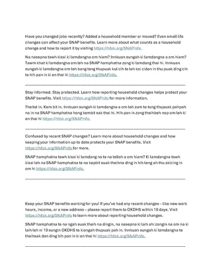 SNAP Error Rate and Household Change - Communication Suite