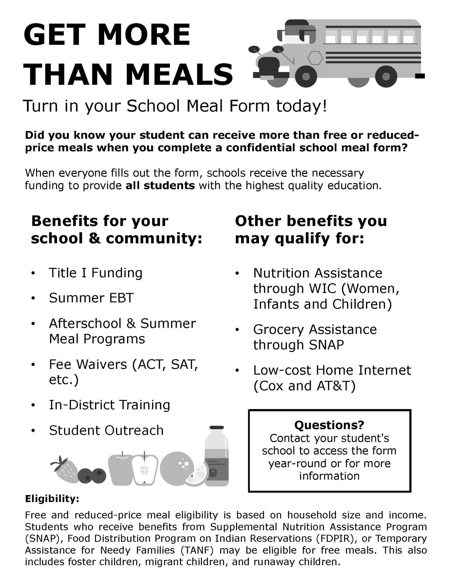 School Meal Form & SNAP Flyer