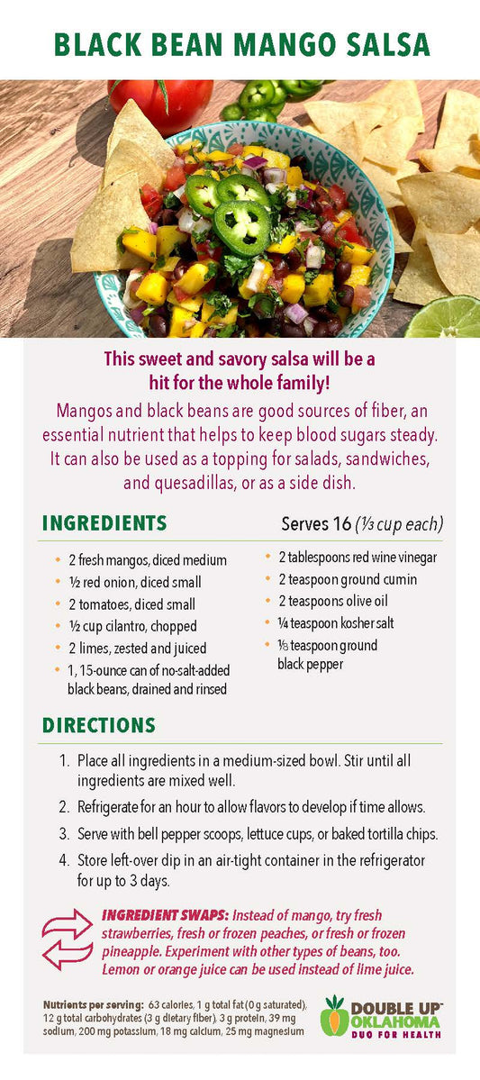 DUO for Health Recipe Card- Black Bean Mango Salsa (25 pack)