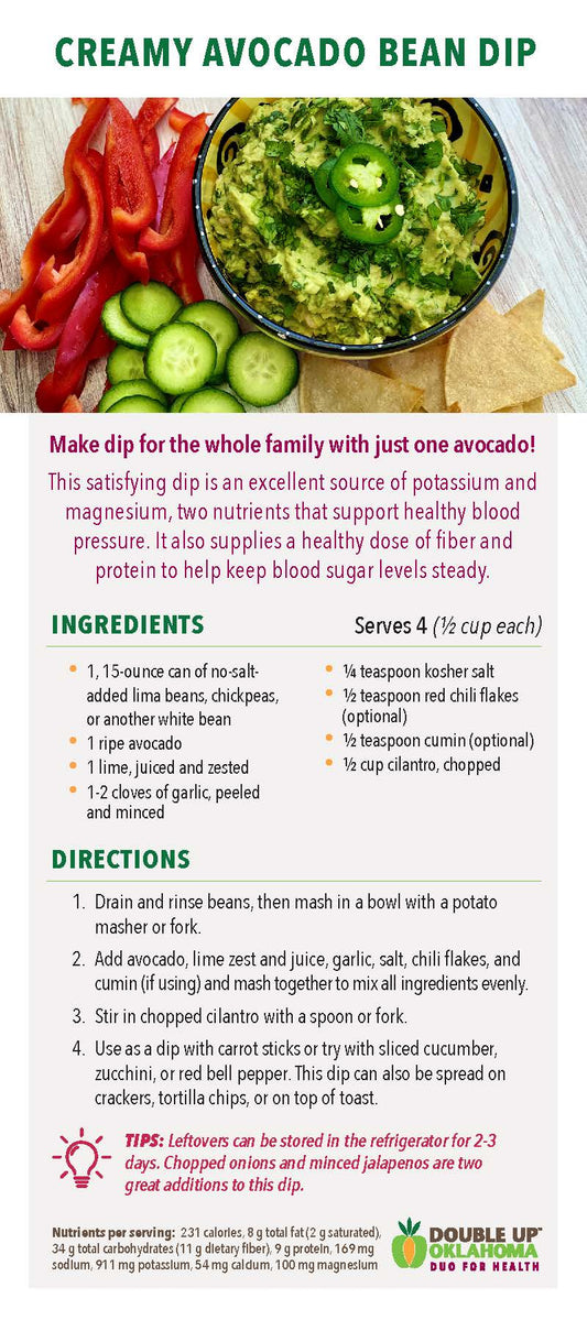 DUO for Health Recipe Card- Avocado Bean Dip (25 pack)