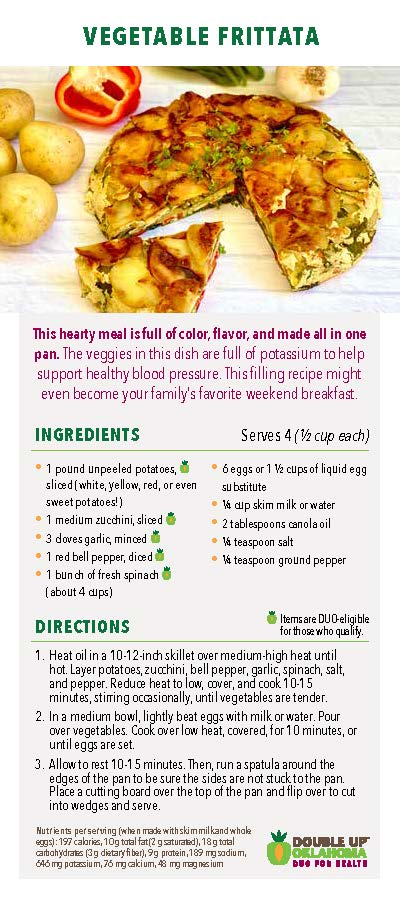 DUO for Health Recipe Card- Veggie Frittata (25 pack)