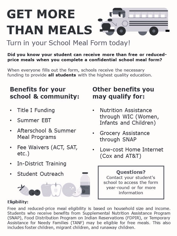 School Meal Form & SNAP Flyer (B/W)