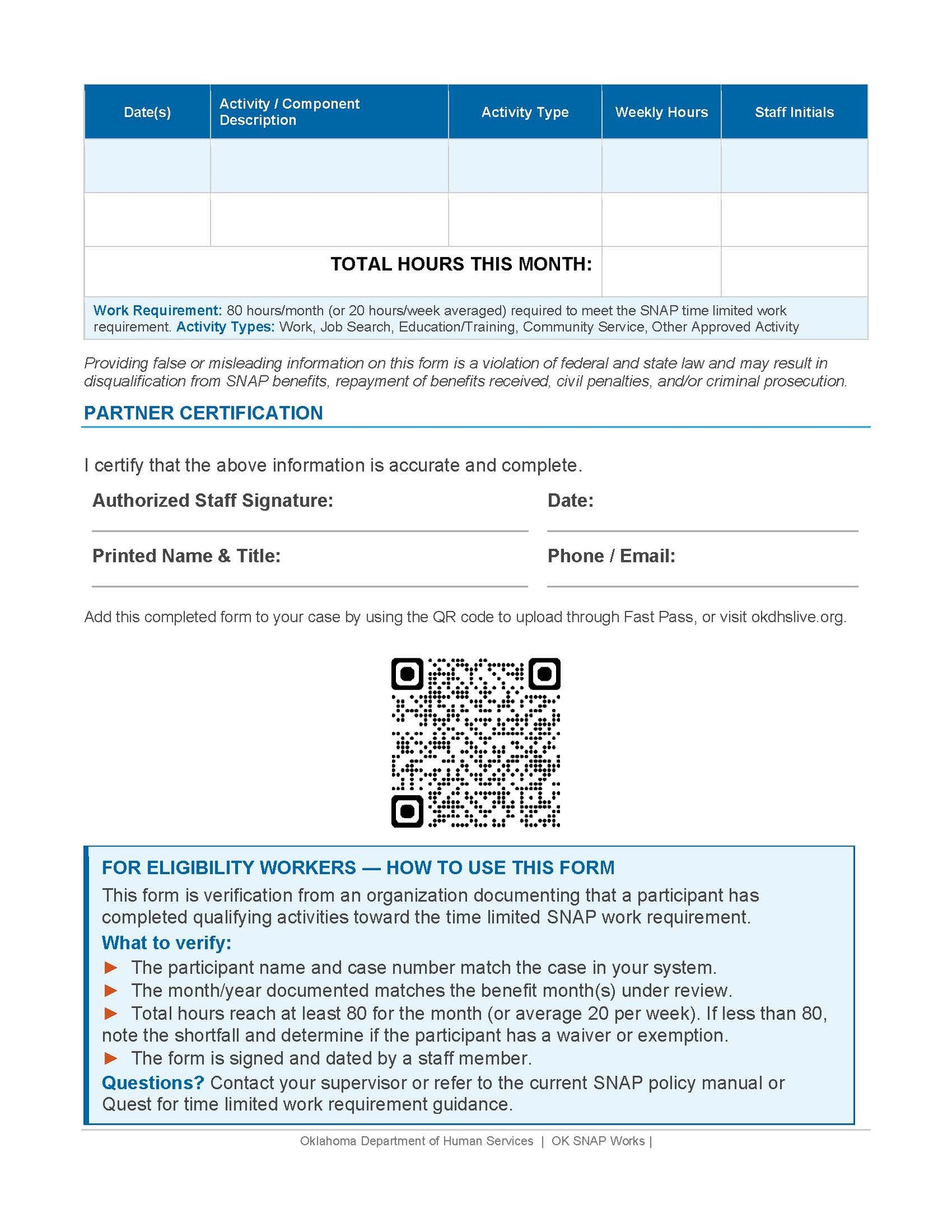SNAP Volunteer Participation Verification