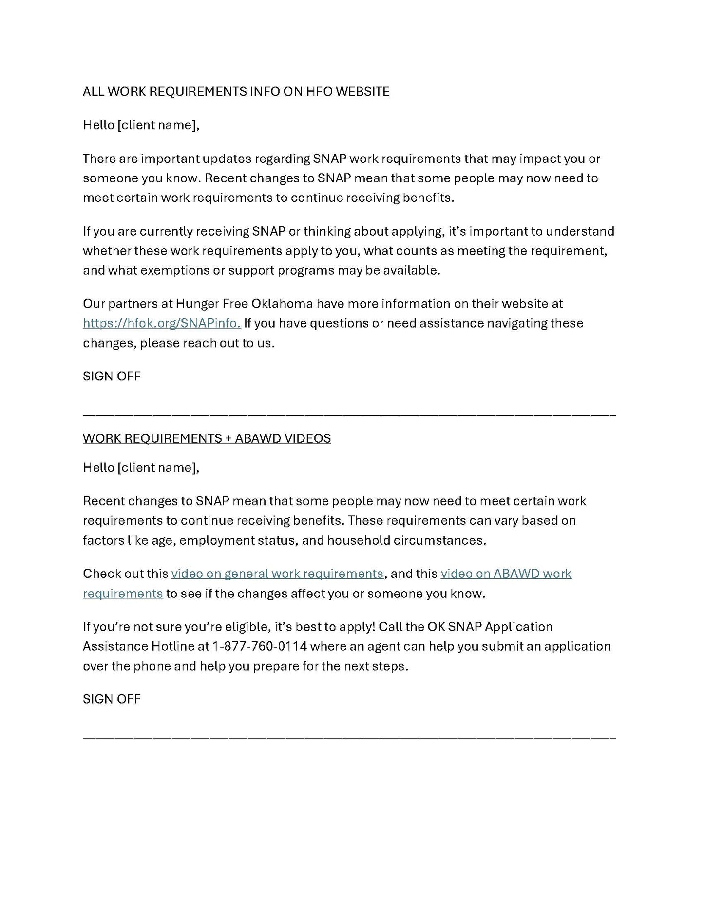 SNAP Work Requirements - Communication Suite