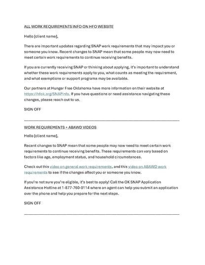 SNAP Work Requirements - Communication Suite