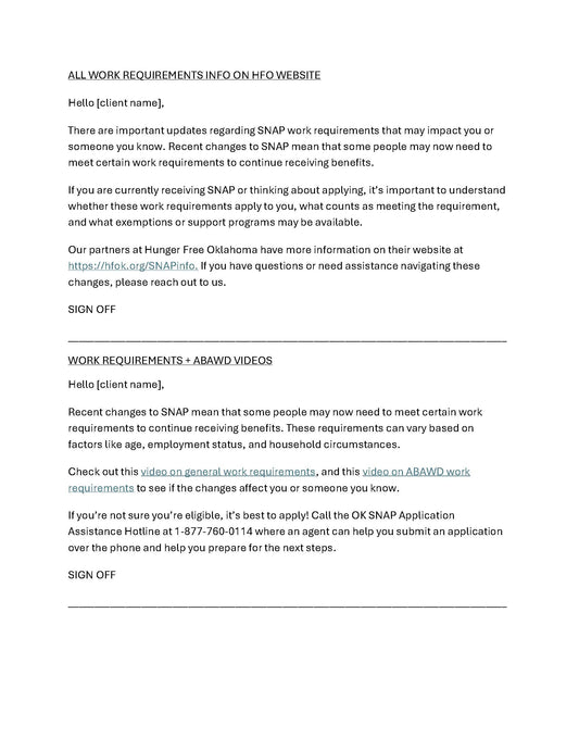 SNAP Work Requirements - Communication Suite