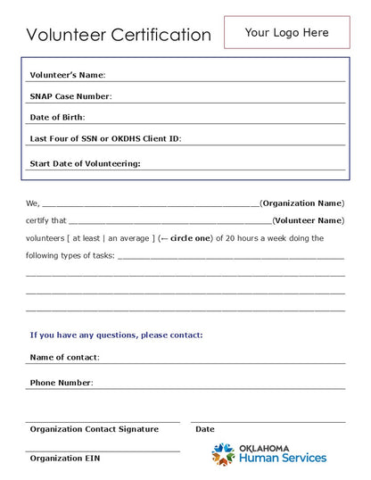 Volunteer Certification Template