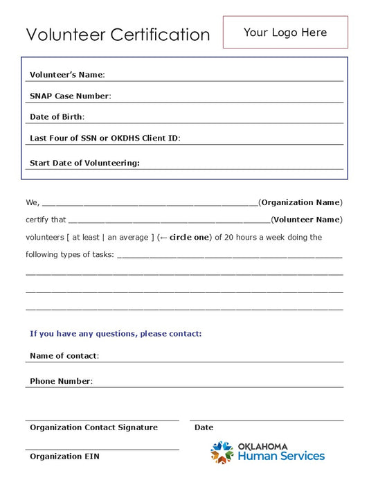 Volunteer Certification Template