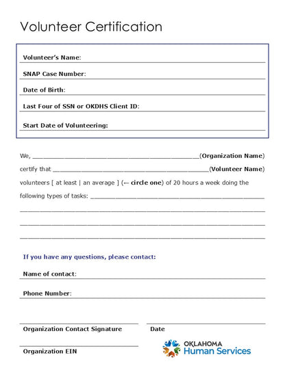 Volunteer Certification Template